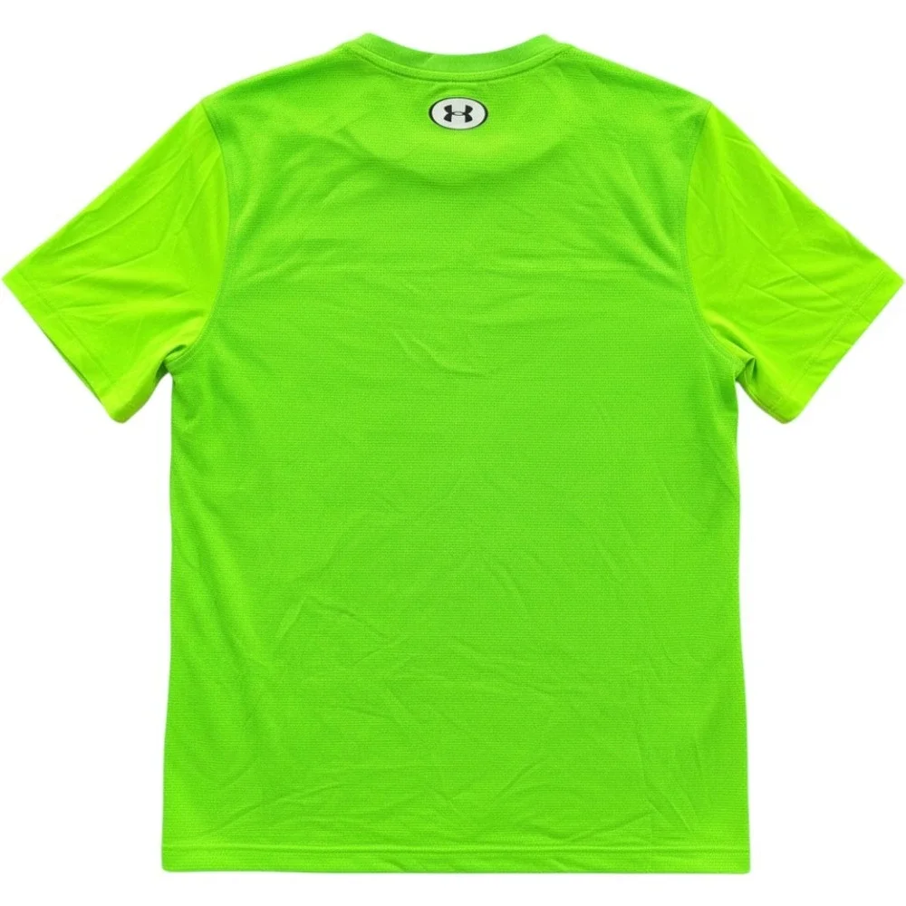 Under Armour Shirt Mens Medium Neon Green HeatGear Fitted Mesh Athletic Gym Top